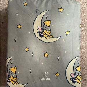 NEW LIFE IS GOOD Winnie the Pooh & Piglet Queen Printed Sheet Set Gray Moon 4 PC